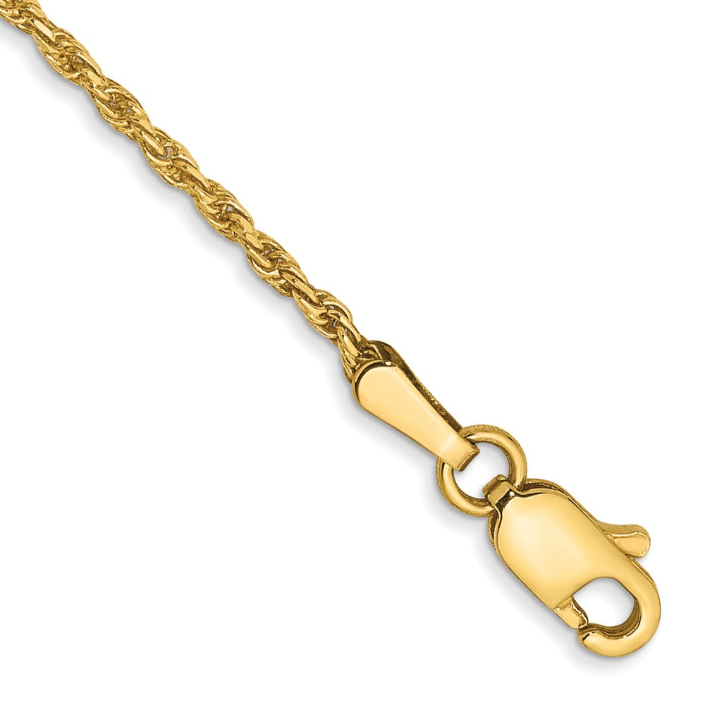 14K 7 inch 1.3mm Diamond-cut Solid Machine Made Rope with Lobster Clasp Chain 7 inches