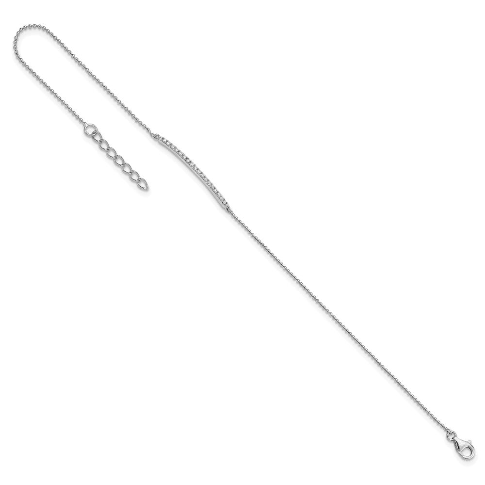 Cheryl M Sterling Silver Rhodium-plated Brilliant-cut CZ Bar 9.5 Inch Anklet with 1 Inch Extender 9.5 inches
