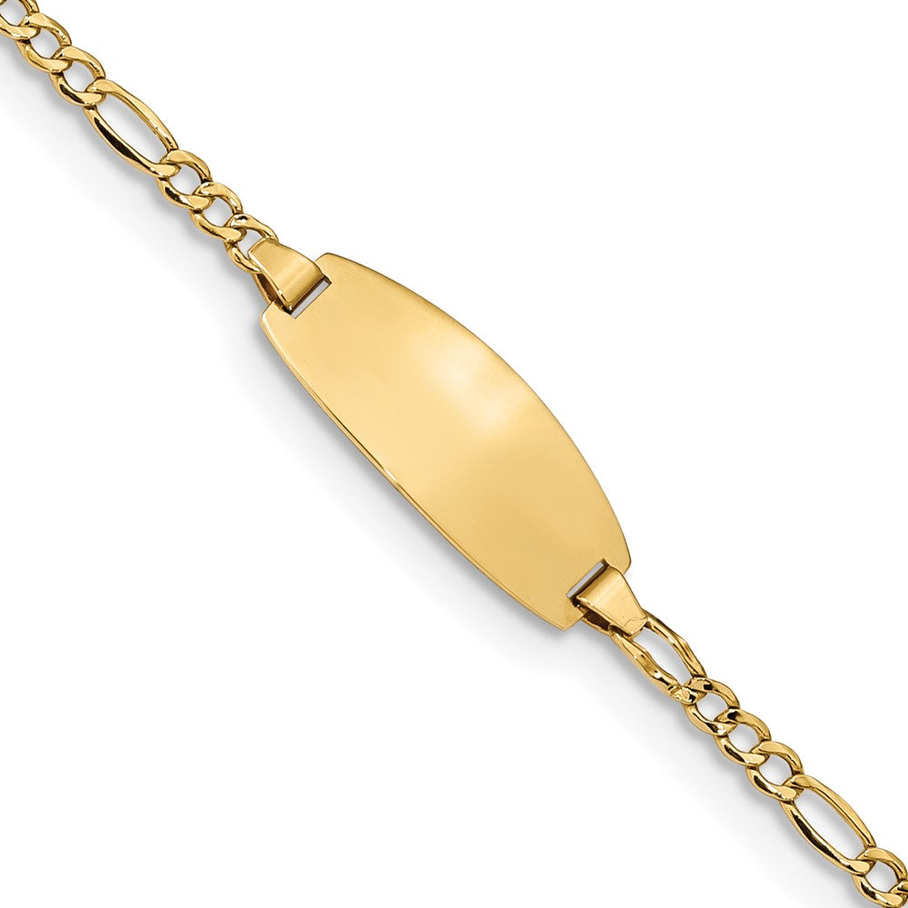 14k Semi-Solid Oval Figaro ID Bracelet 7 inches