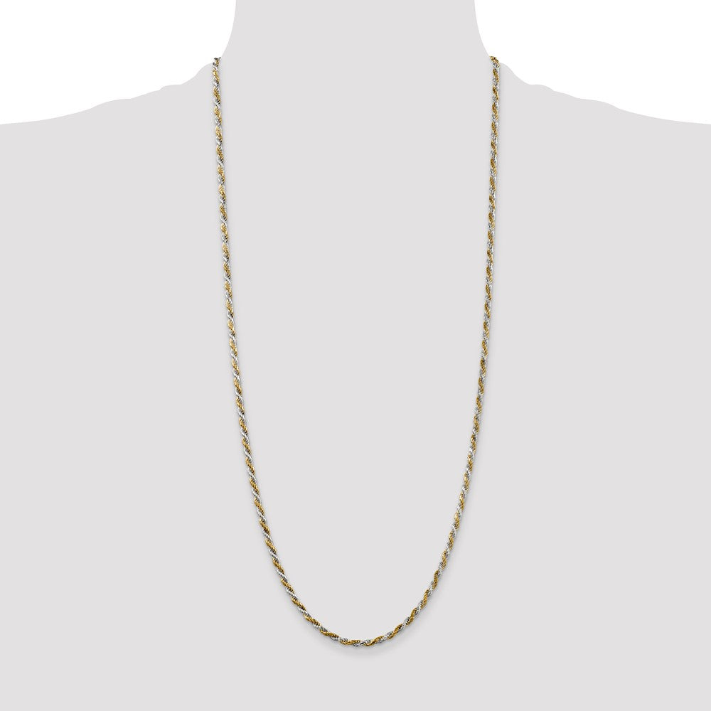 Sterling Silver And Vermeil 2.5mm Diamond-cut Rope Chain 30 Inches