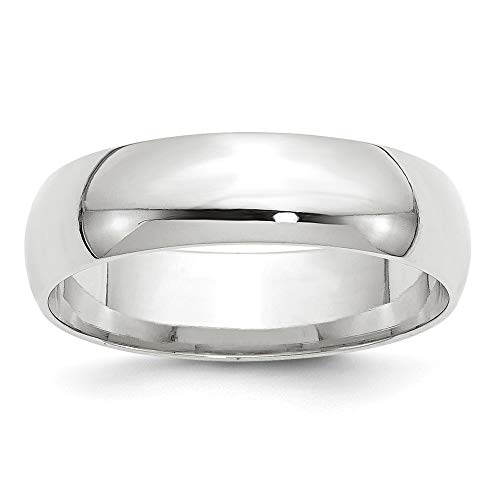 10k White Gold 6mm Lightweight Comfort Fit Wedding Band Size 4