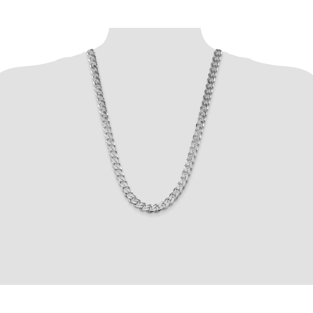 Sterling Silver Rhodium-plated 11mm Curb Chain 26 Inches