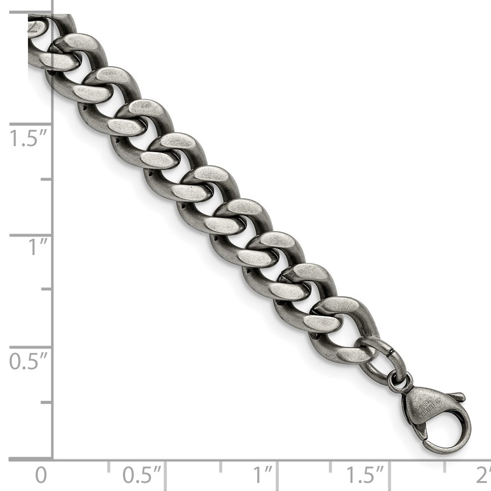 Stainless Steel Oxidized 9.25mm 9in Curb Chain 9 inches