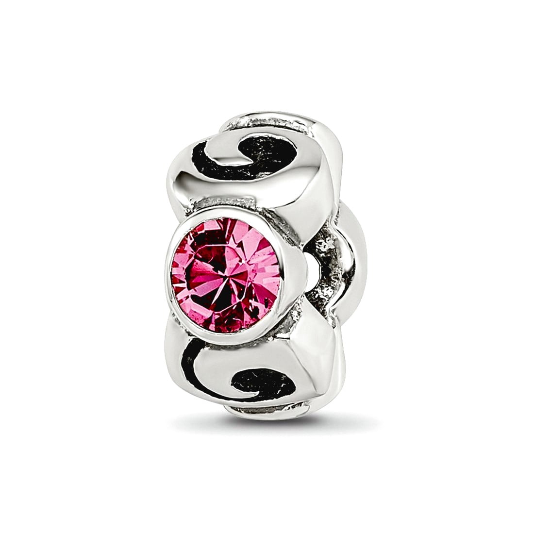 Sterling Silver Reflections October Pink Preciosa Crystal Birthstone Bead