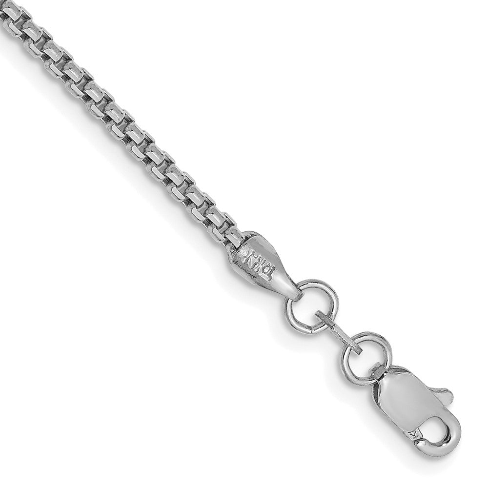 14K White Gold 7 inch 1.75mm Semi-Solid Round Box with Lobster Clasp Bracelet 7 inches