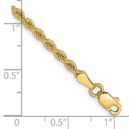 10k 2.5mm Solid Regular Rope Chain