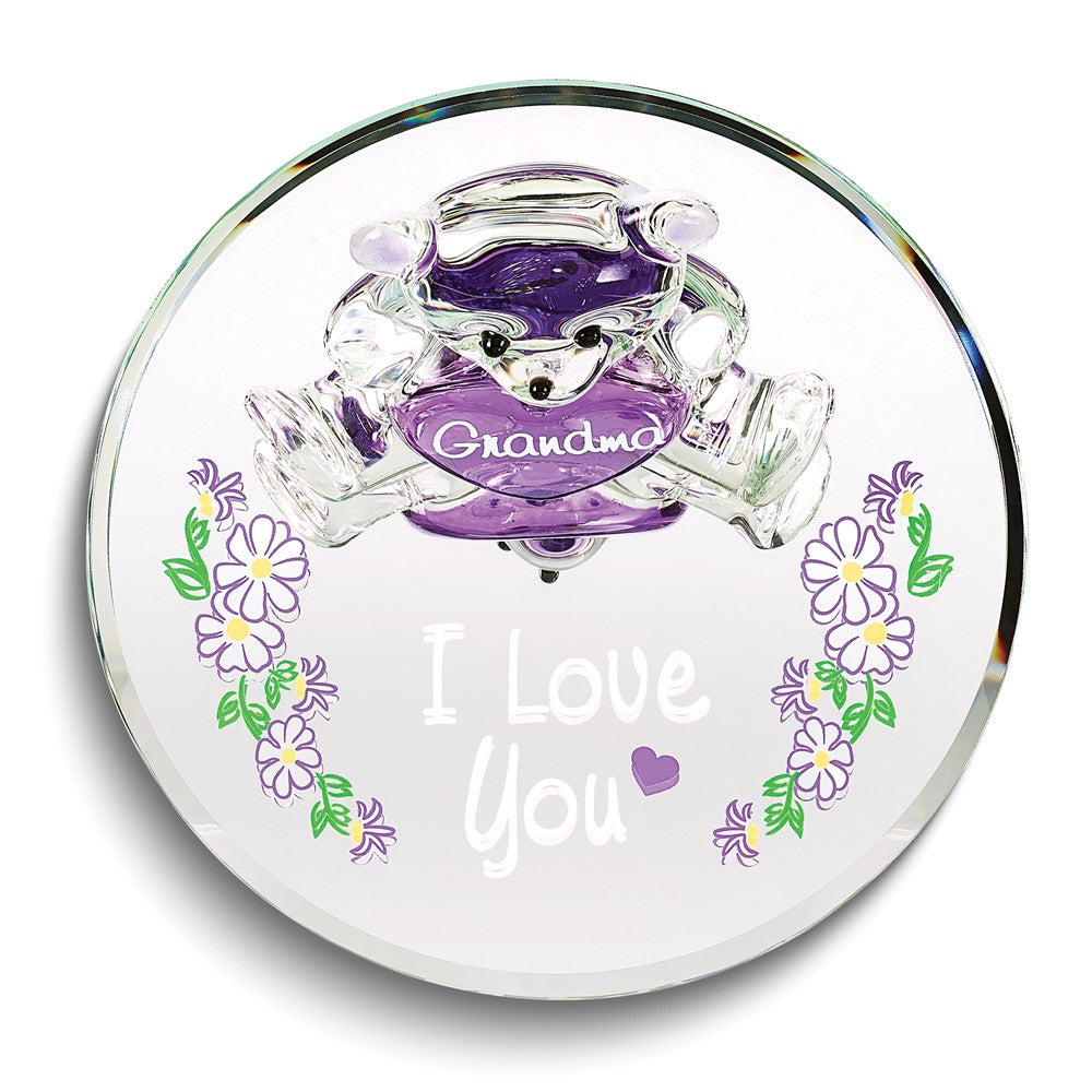 Glass Baron Bear GRANDMA, I LOVE YOU Glass Figurine