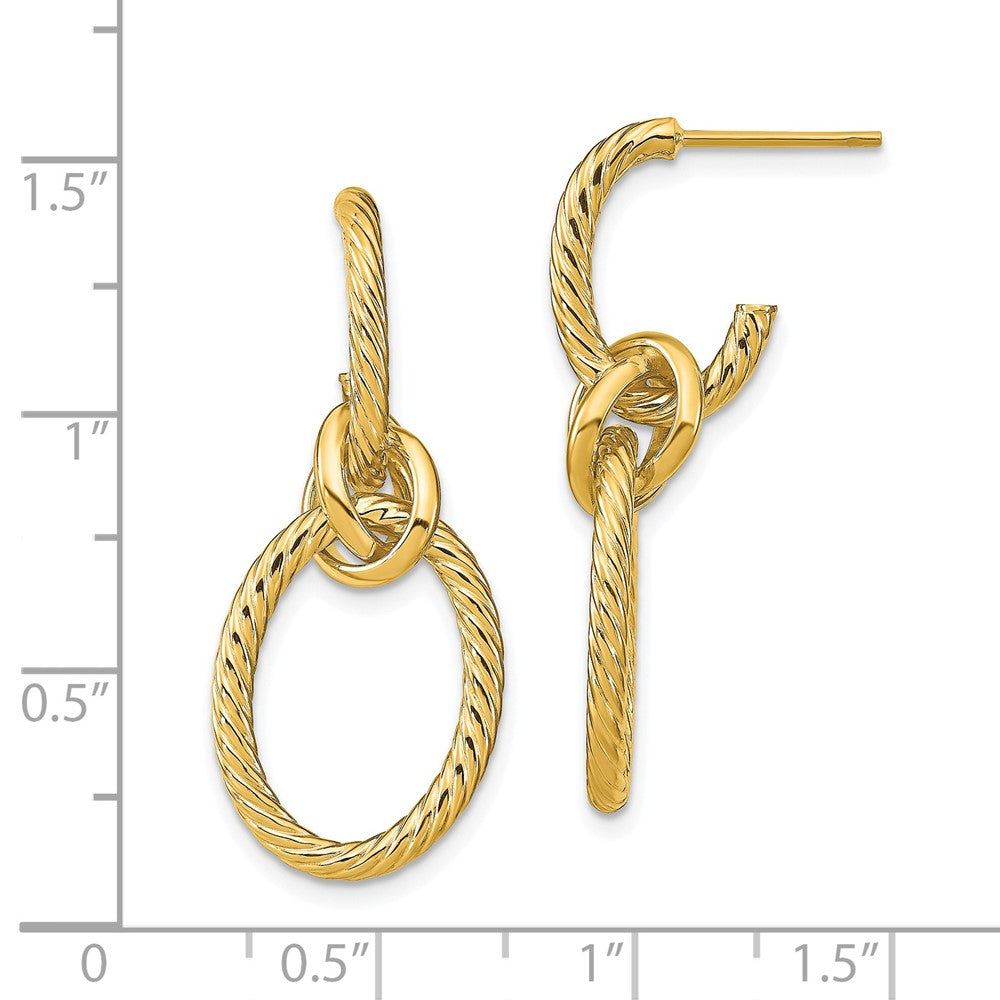 14K Polished Textured Post Dangle Earrings