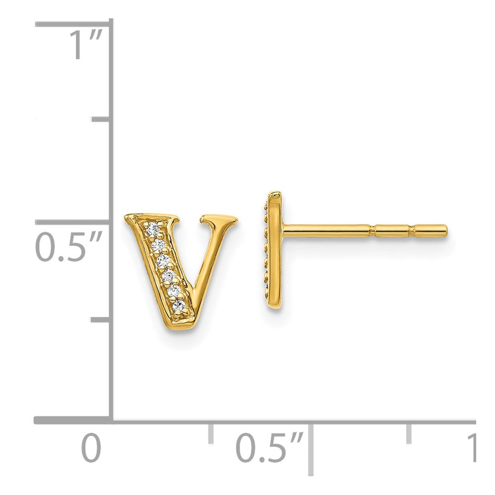 14k Diamond Initial V Earrings