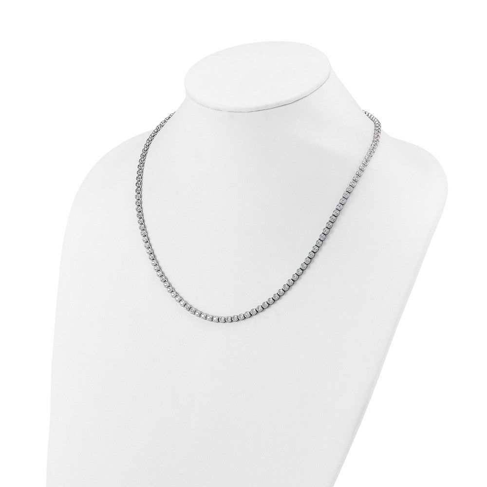 Sterling Shimmer Sterling Silver Rhodium-plated Bezel Set 2.5mm CZ 125 Stone 20 inch Necklace 20 Inches