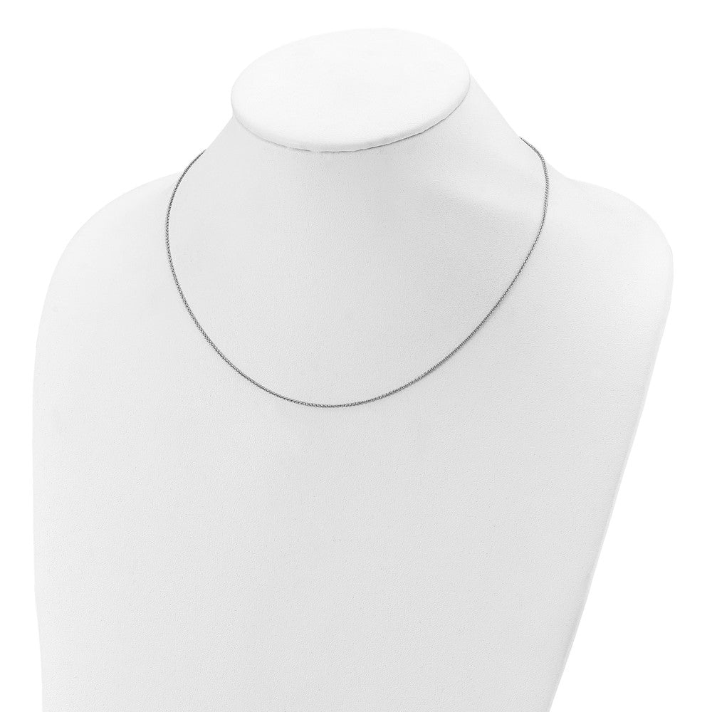 Sterling Silver Rh-plated .95mm Rolo 1in+1in Adjustable Chain