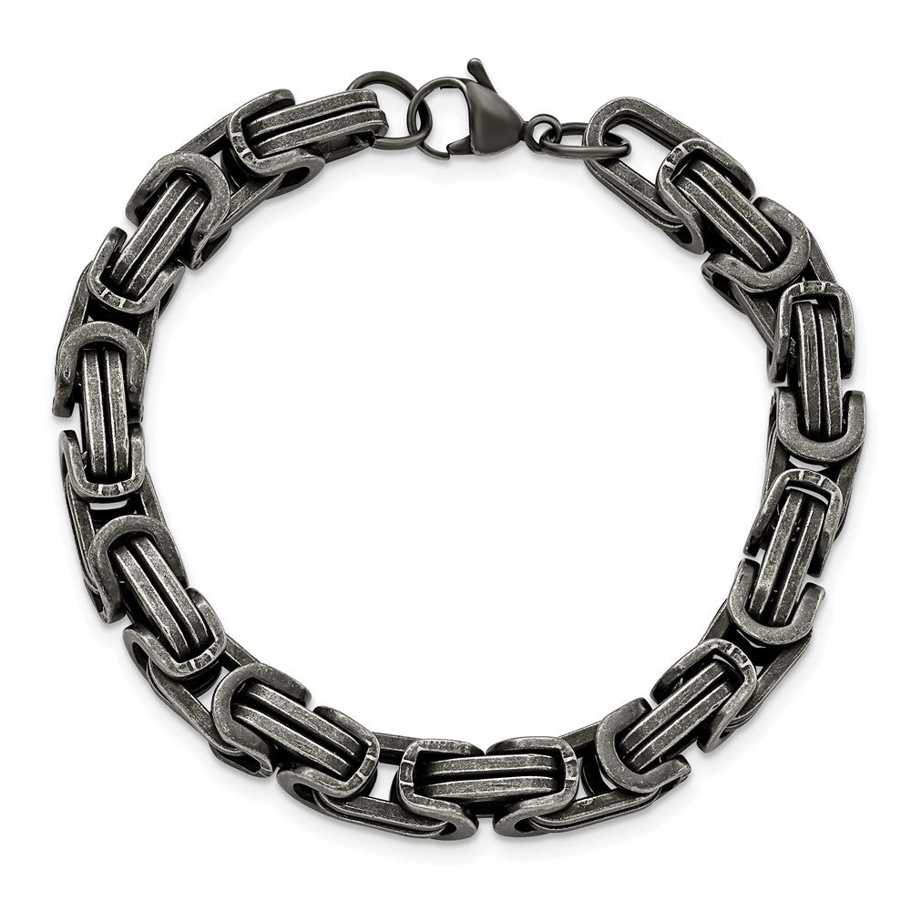 Stainless Steel Antiqued White Bronze Plated 8.5mm 8.5in Bracelet 8.5 inches
