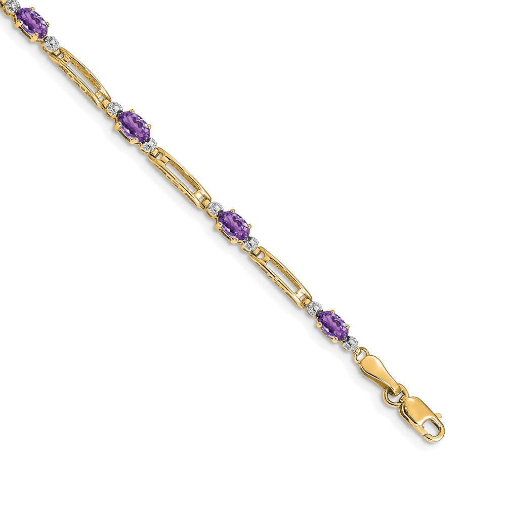 14k Diamond and Amethyst Bracelet 7 inches