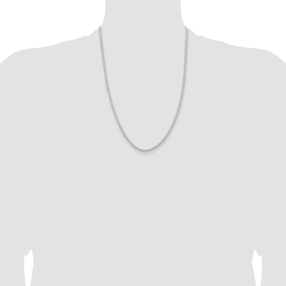 Sterling Silver Rhodium-plated 2.6mm Round Box Chain