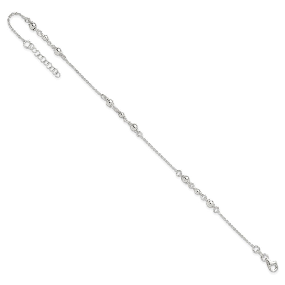 Sterling Silver Polished w/1in. Ext. Fancy Anklet 9 inches