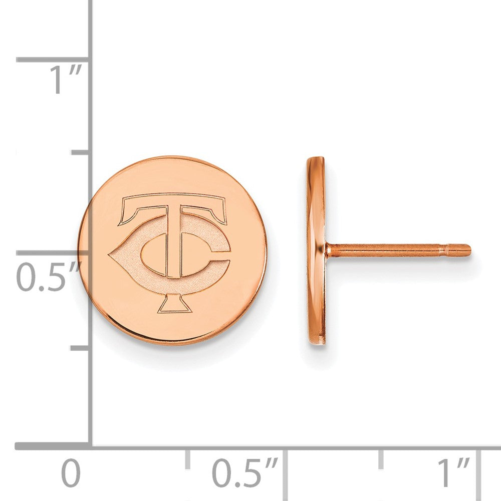 SS Rose Gold-plated MLB LogoArt Minnesota Twins Small Disc Earrings