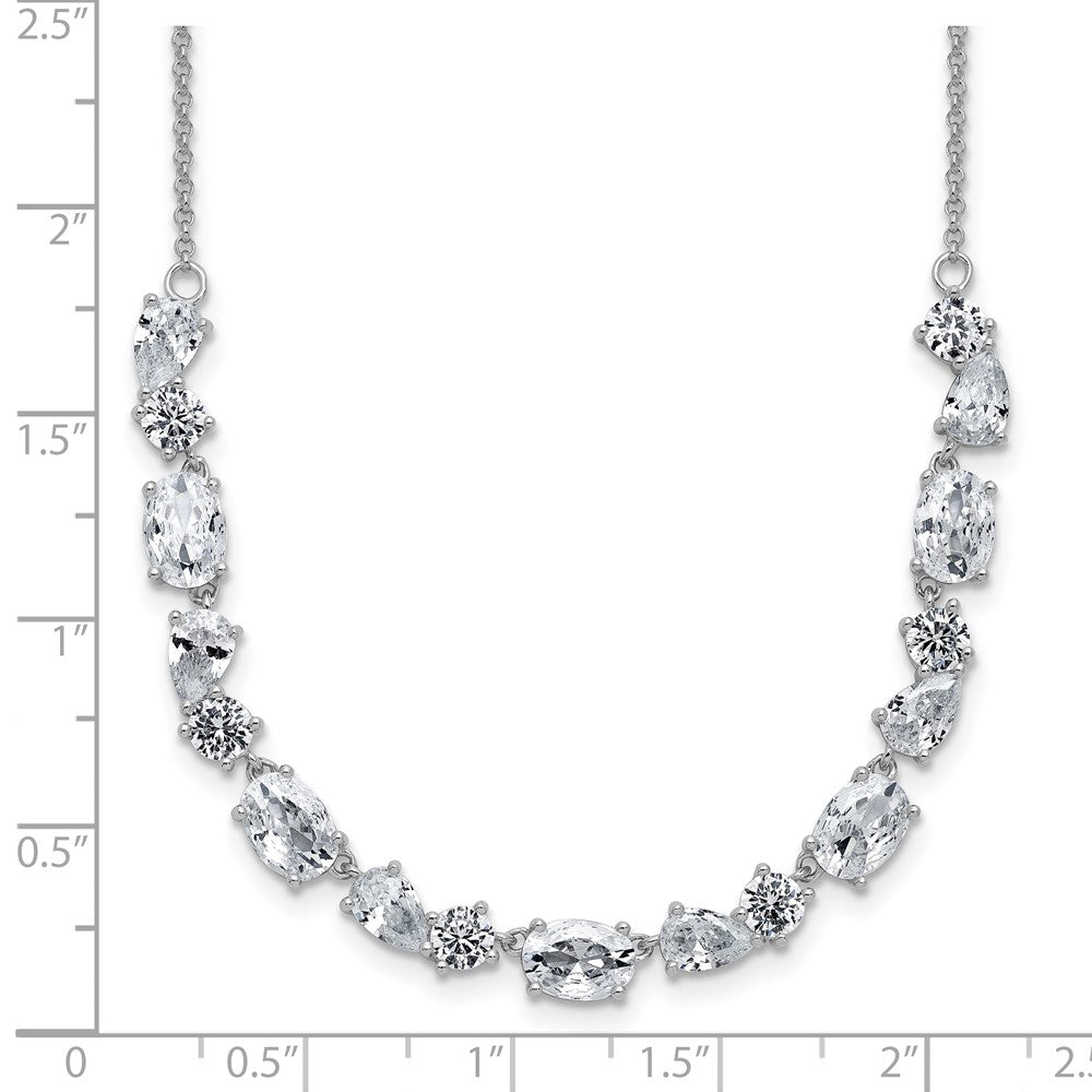 Cheryl M Sterling Silver Rhodium-plated Polished Fancy CZ Necklace 18 Inches