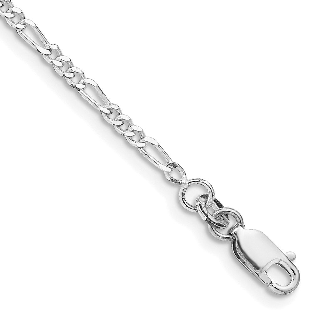 Sterling Silver Rhodium-plated 2.25mm Figaro Chain 8 inches