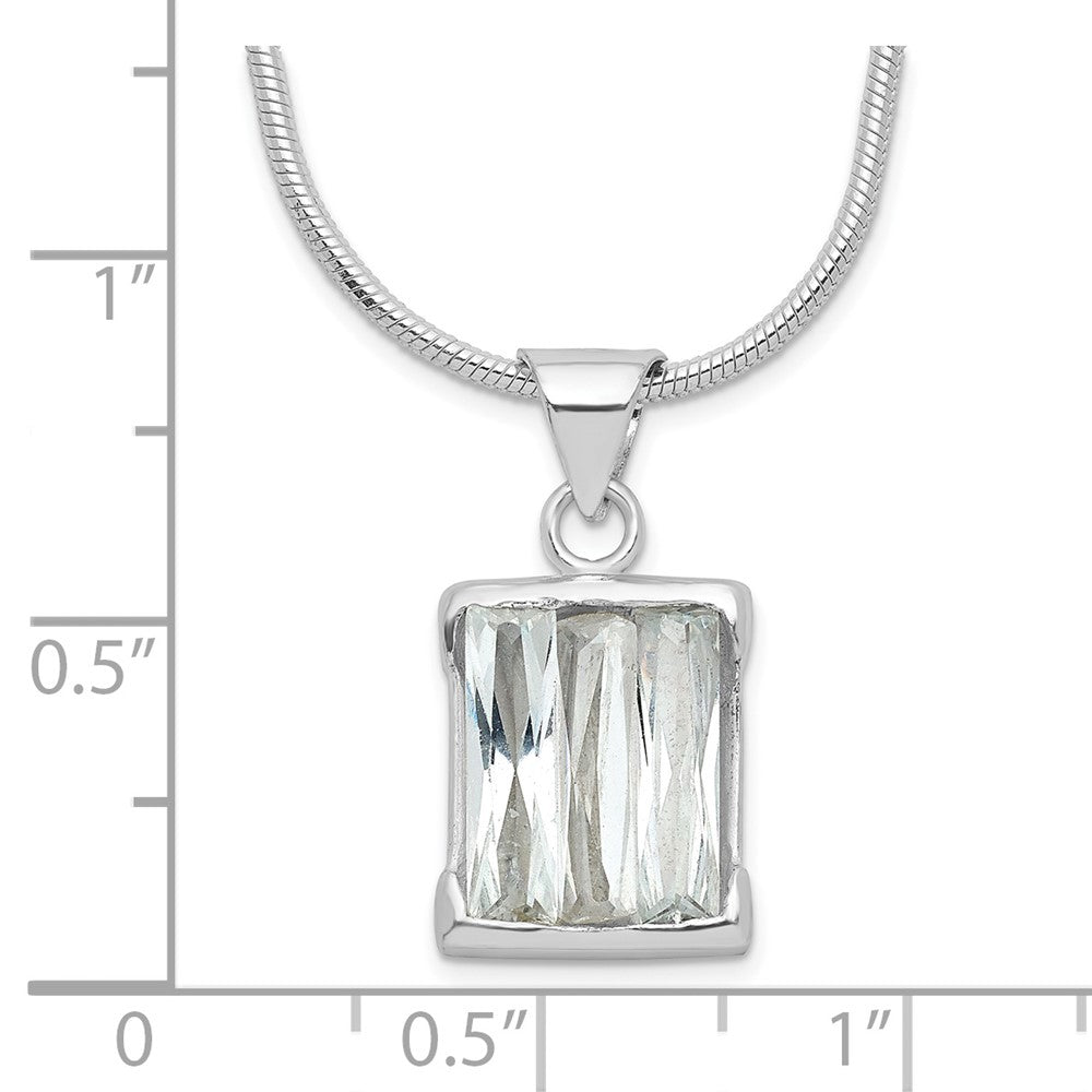Sterling Silver Rectangular Design CZ Necklace