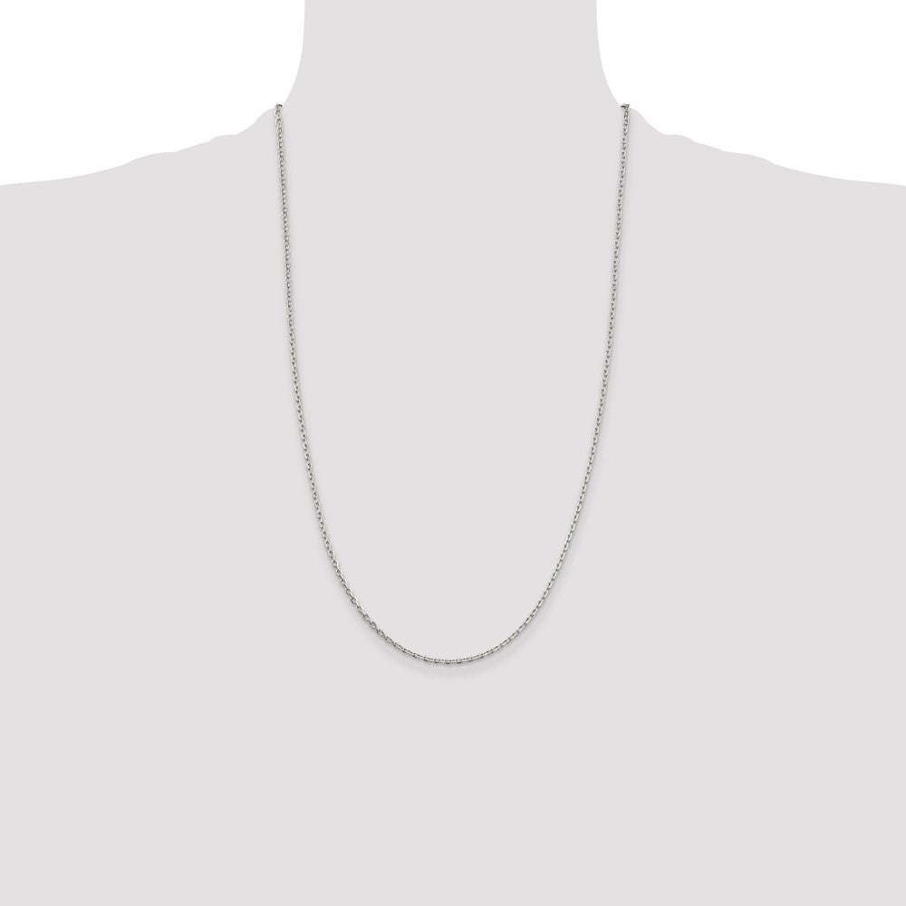 Sterling Silver 2mm Beveled Oval Cable Chain 26 Inches