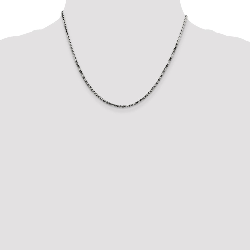 Sterling Silver Antiqued 2.2mm Solid Square Spiga Chain 18 Inches