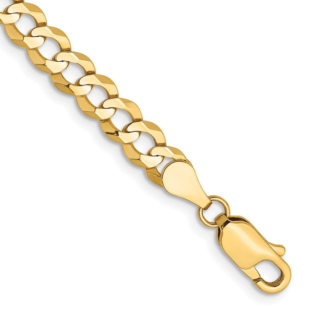 14K 8 inch 4.7mm Lightweight Flat Cuban with Lobster Clasp Bracelet 8 inches
