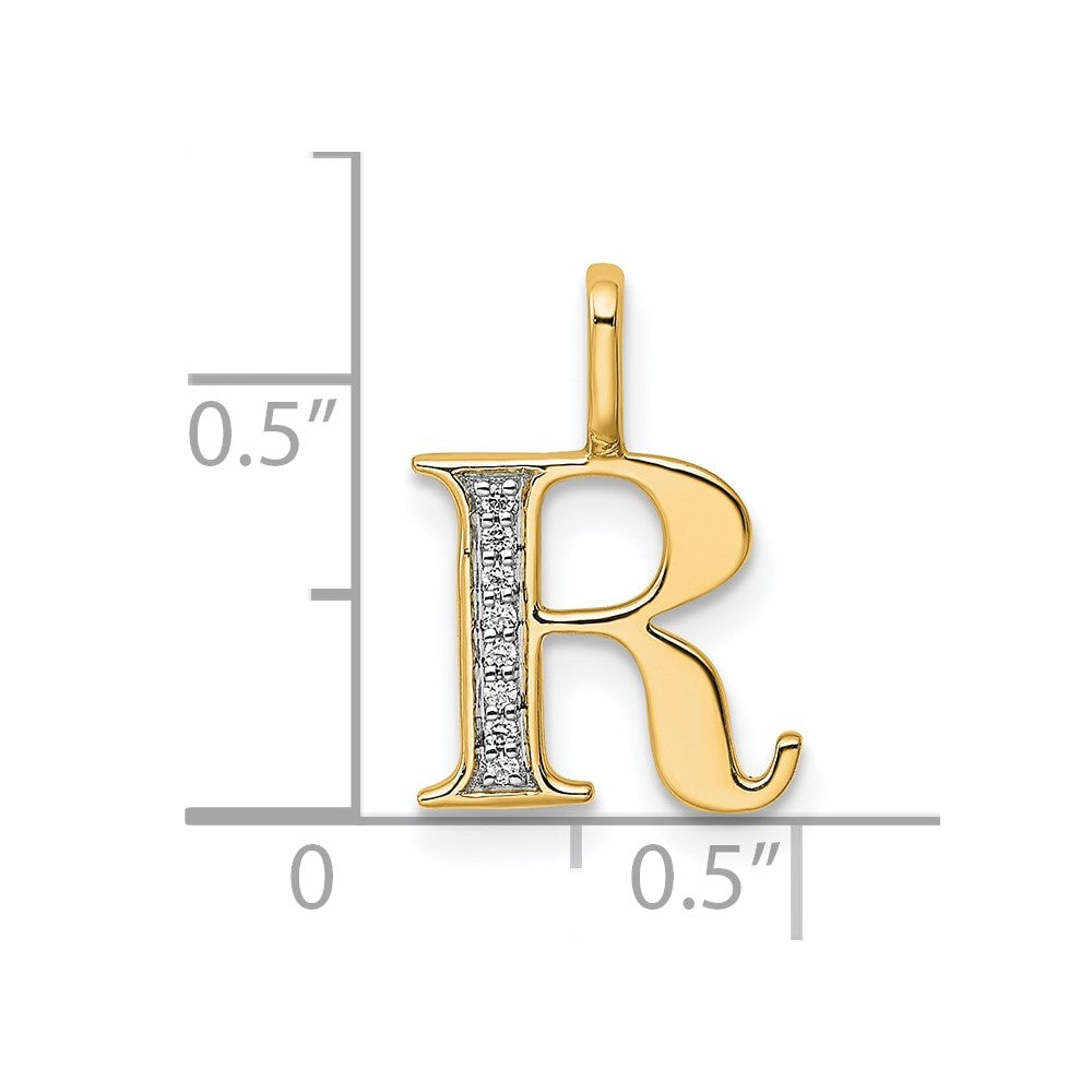 14k Diamond Letter R Initial Pendant