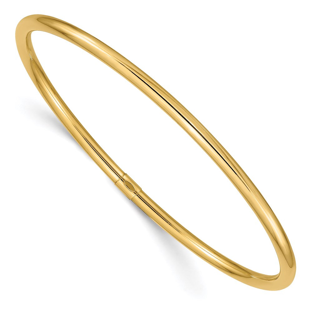 14k 3mm Polished Round Tube Slip-on Bangle 8.25 inches