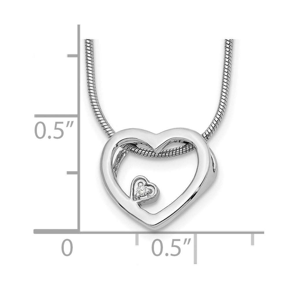 White Ice Sterling Silver Rhodium-plated 18 Inch Diamond Open Heart Necklace with 2 Inch Extender 18 Inches