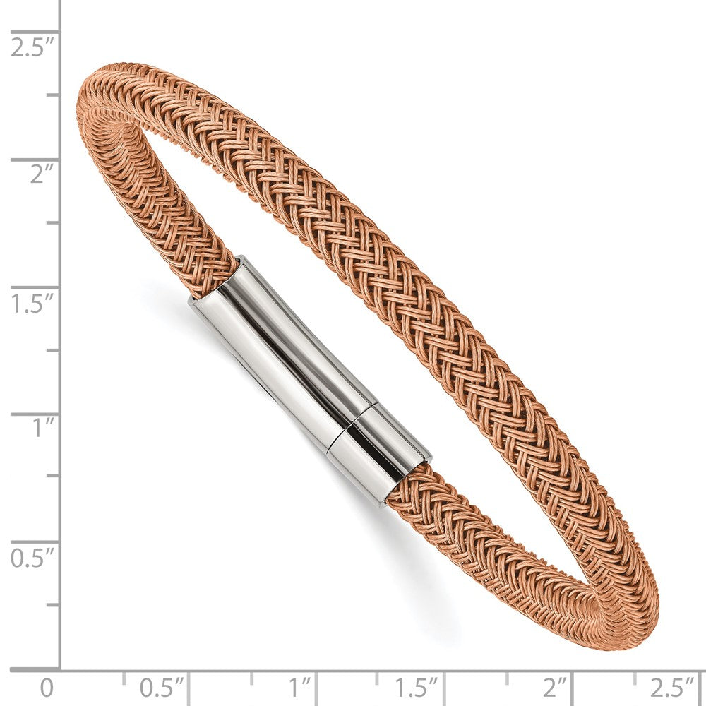 Stainless Steel Polished with Rose Wire 8.5in Bracelet 8.5 inches