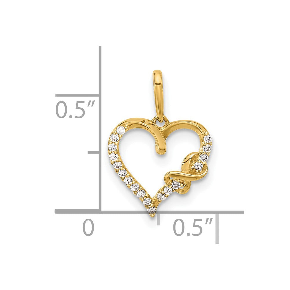10K Polished CZ Infinity on Heart Charm