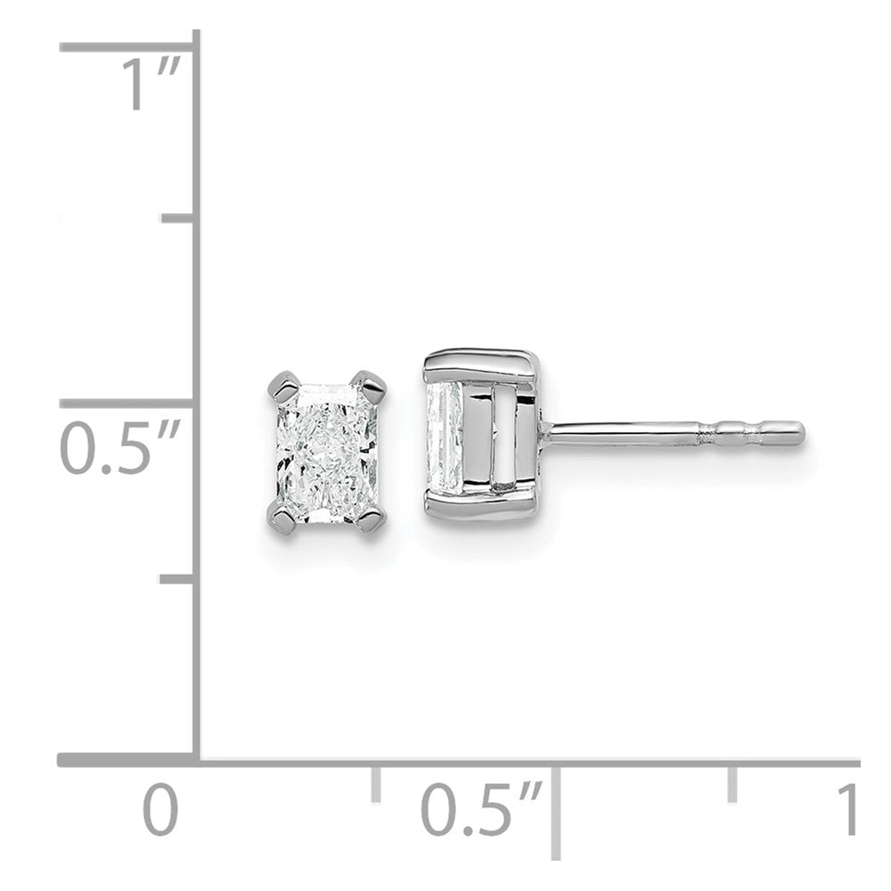 14k White Gold 3/4 ctw Lab Grown Diamond VS/SI+ G+ Radiant 4 Prong Heavy Wt. Stud Earrings
