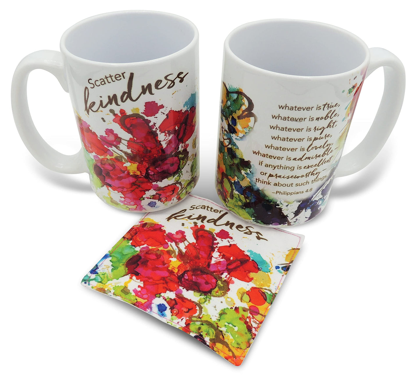 CA Gift 15 oz Mug with Fabric Coaster-Lovitude-Scatter Kindness Card
