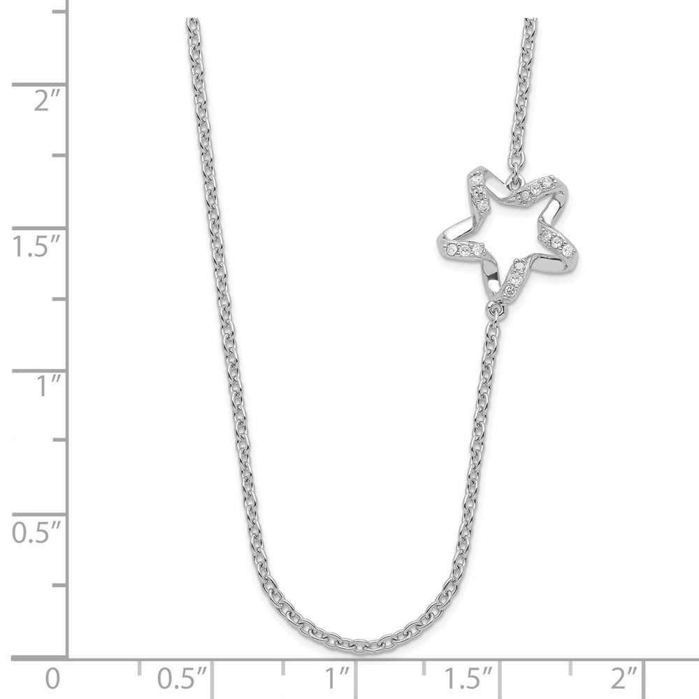 Sterling Silver Polished Diamond Twisted Star Necklace