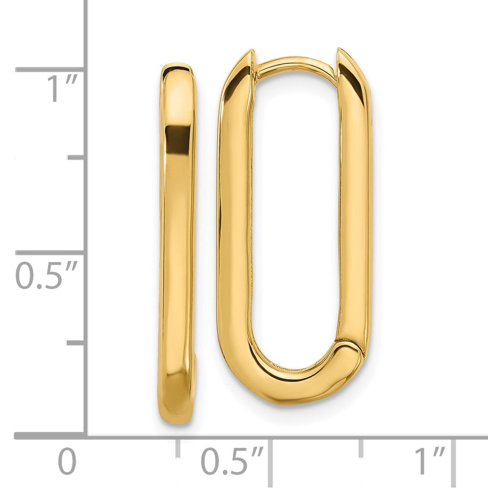 14K YG 2.5mm x 10.7mm x 20.5mm Rectangle Hoop Earring
