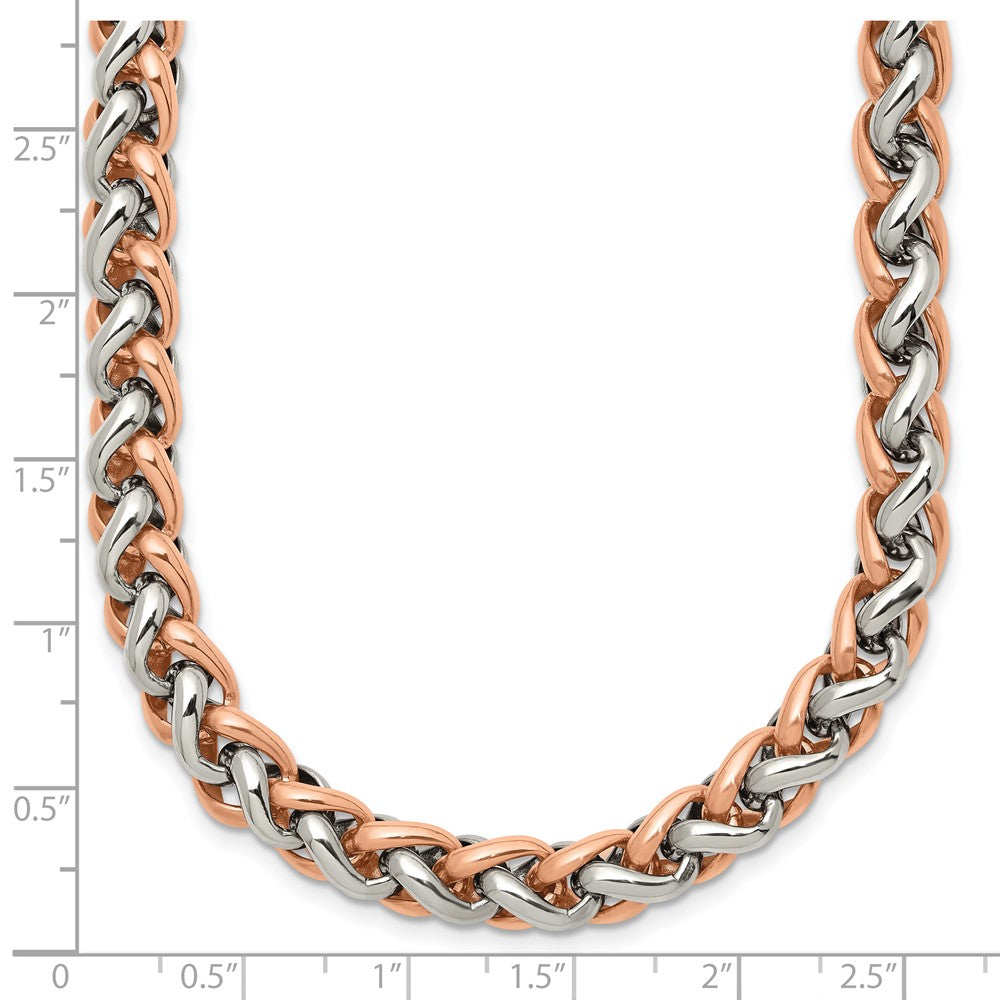 Stainless Steel Polished Rose IP-plated 24in Necklace