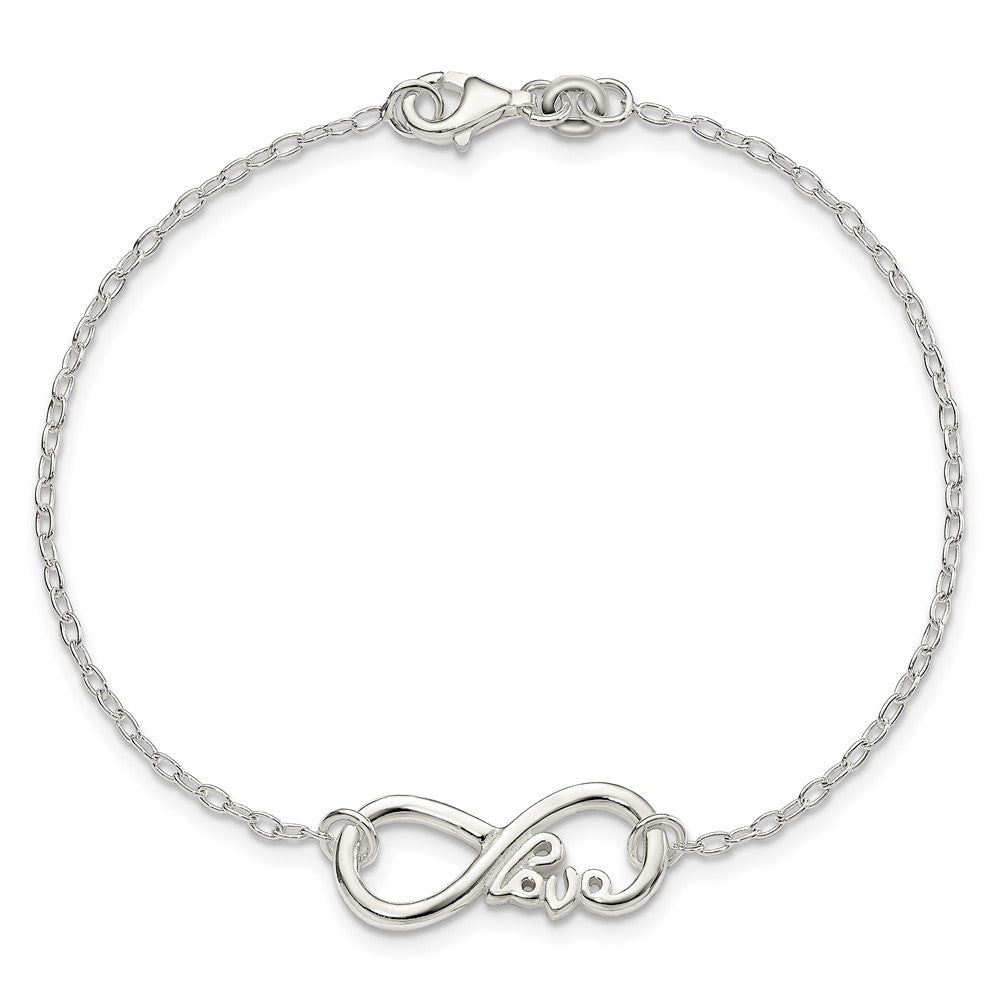 Sterling Silver Polished infinity Sign w/LOVE 7.5 inch Bracelet 7.5 inches