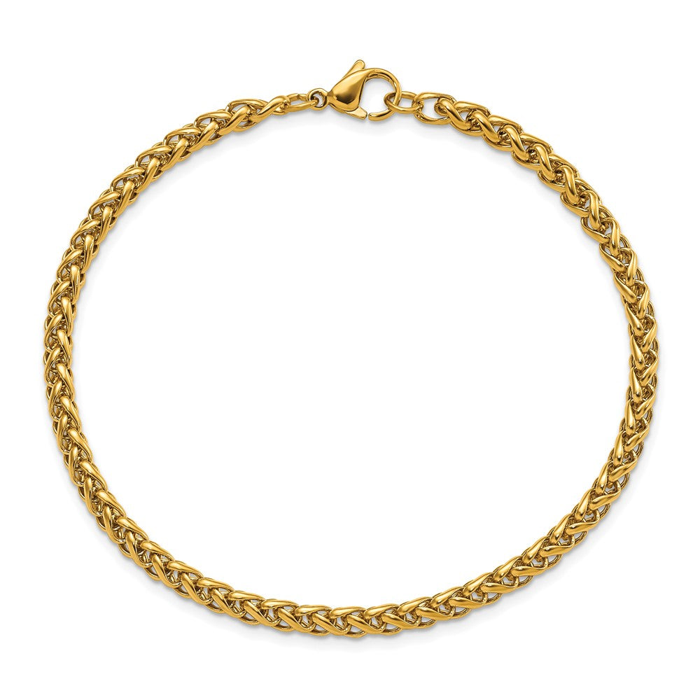 Stainless Steel Polished Yellow IP 8.5in Spiga 4mm Chain Bracelet 8.5 inches