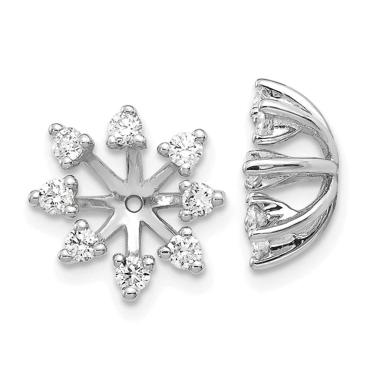 14K White Gold 1/2 CT I1 Diamond Fancy Earring Jackets
