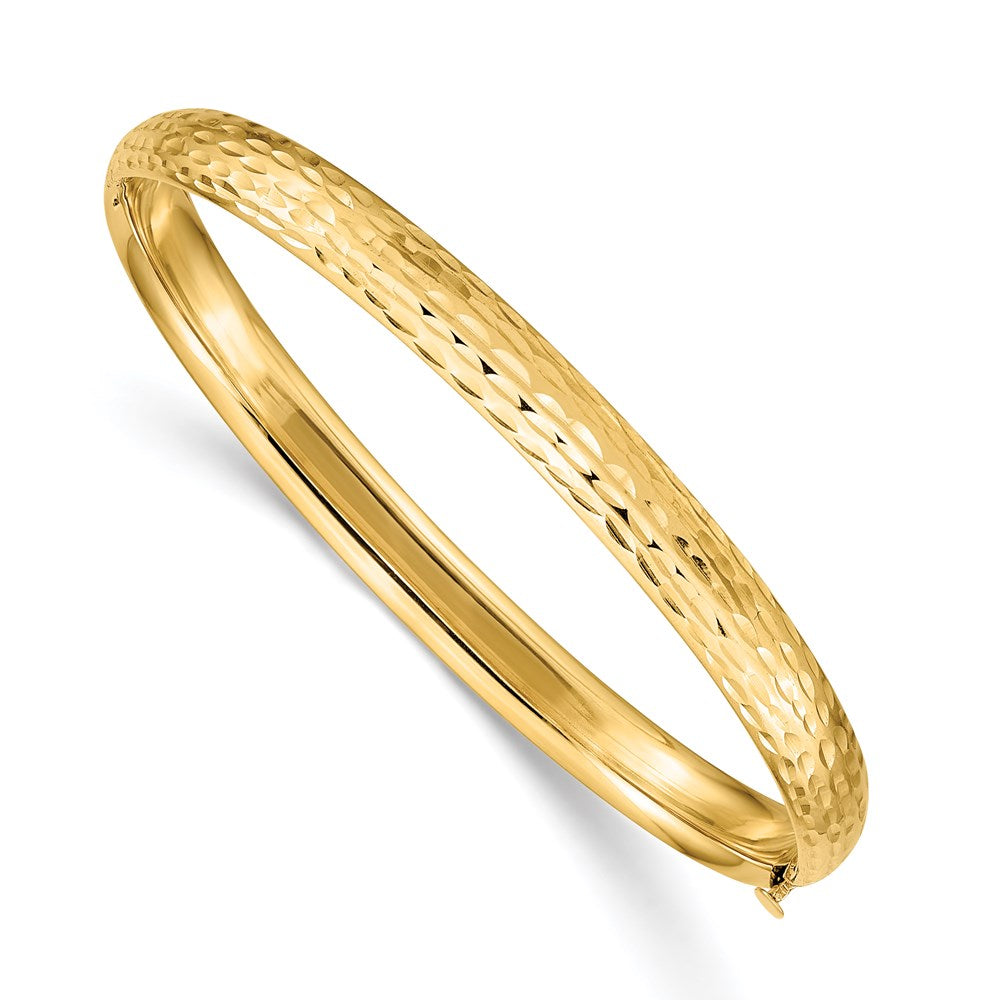 14k Madi K Kids Polished Diamond-cut 5mm Hinged Child's Bangle 4 inches