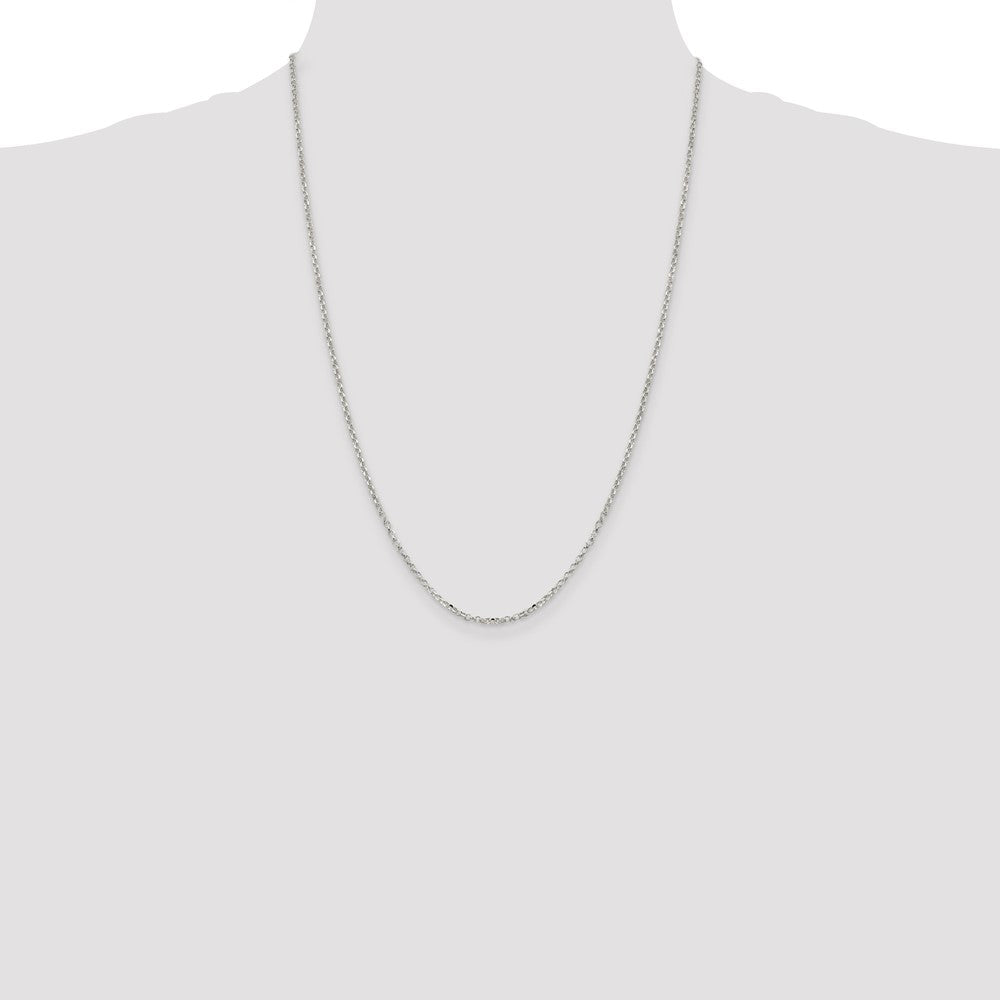 Sterling Silver 2.2mm Diamond-cut Cable Chain 24 Inches