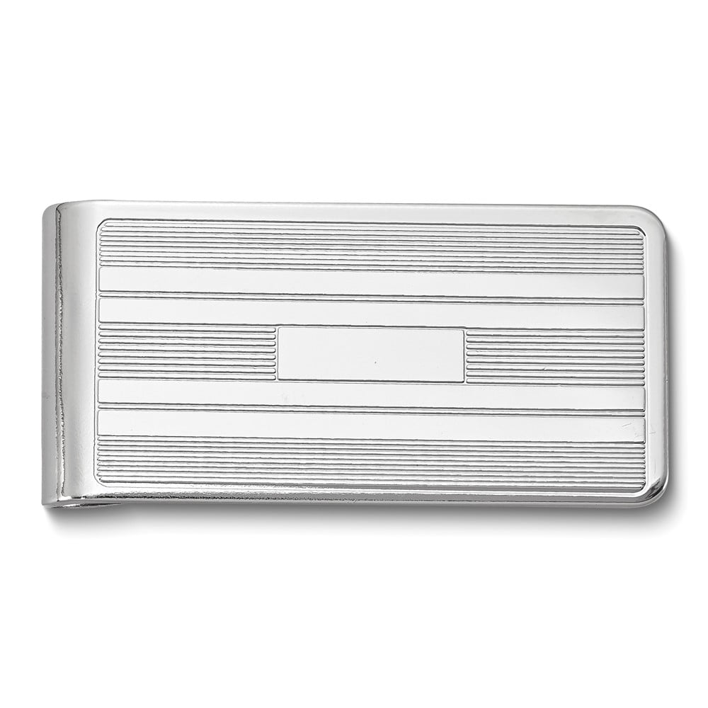 Silver-tone Lined Money Clip with Engraving Area QGM2701