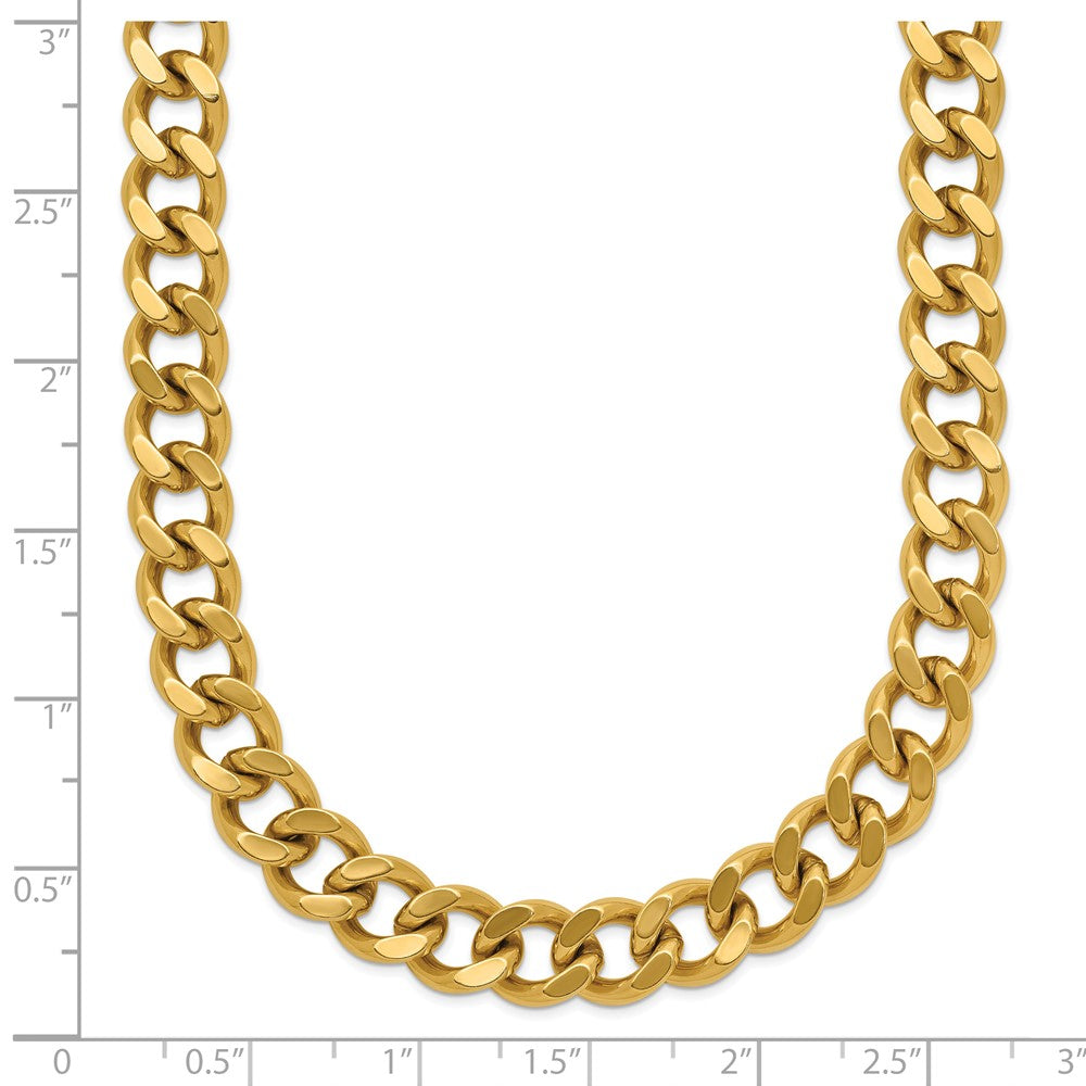 Stainless Steel Polished Yellow IP 24in Curb 8mm Chain Necklace