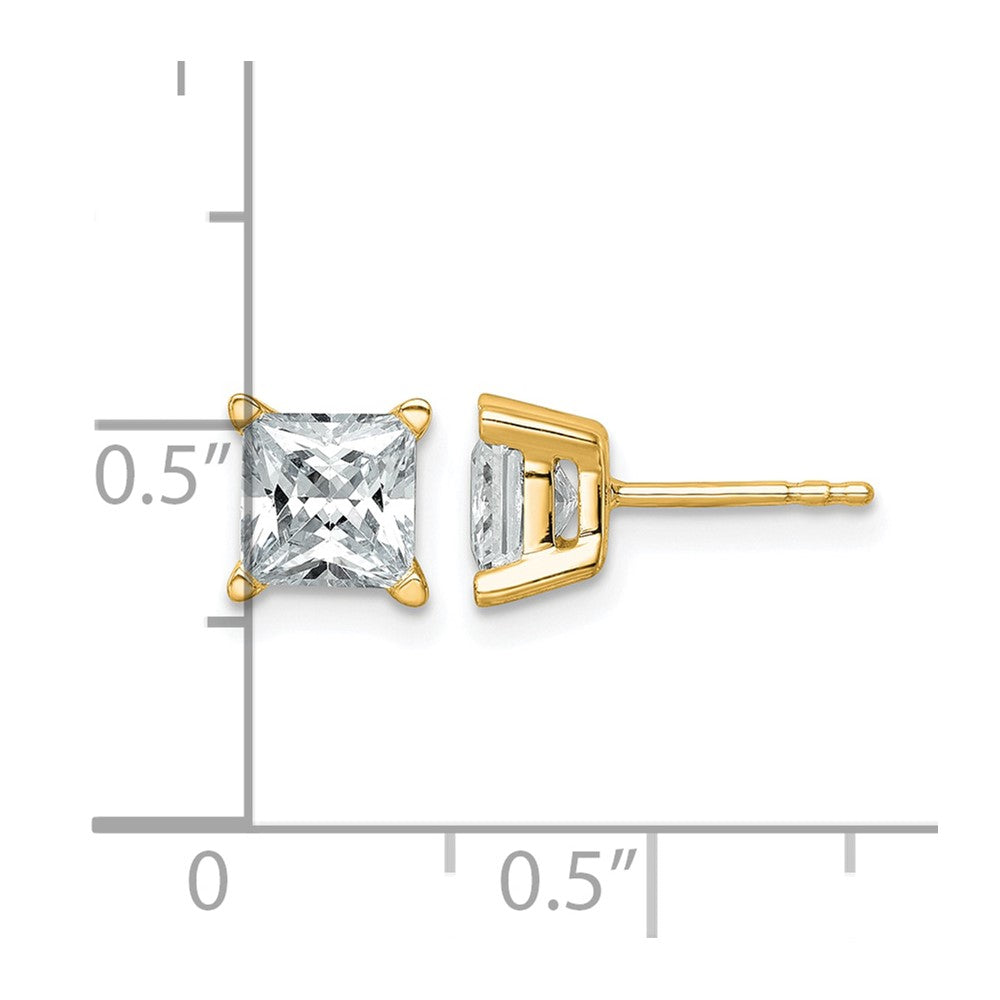 14k 3 carat Lab Grown Diamond VS/SI+ G+ Princess Complete Four Prong Stud Earrings