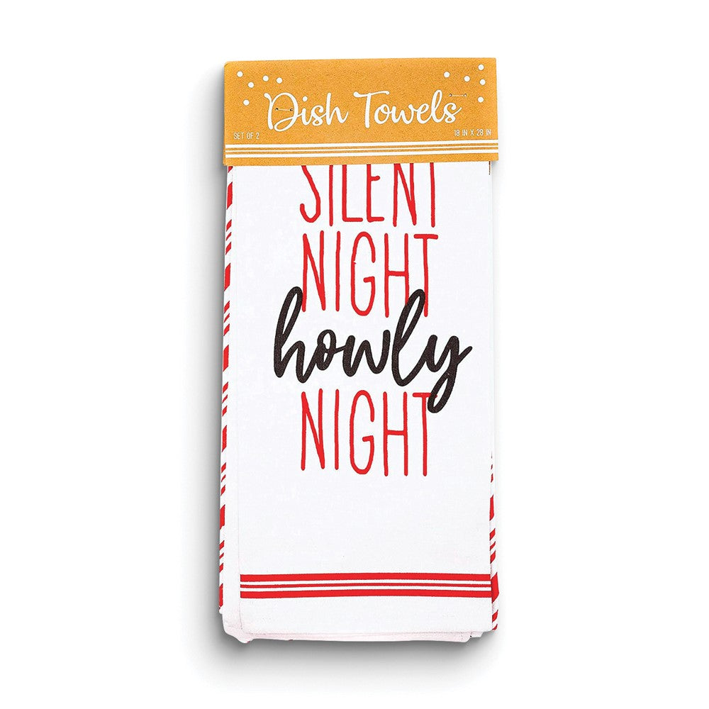 Silent Howly Night Christmas Set of Two Cotton Kitchen Towels