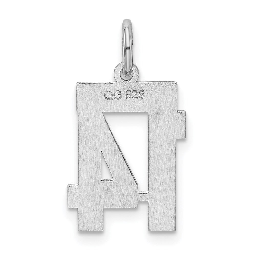 Sterling Silver/Rhodium-plated Satin Number 14 Charm