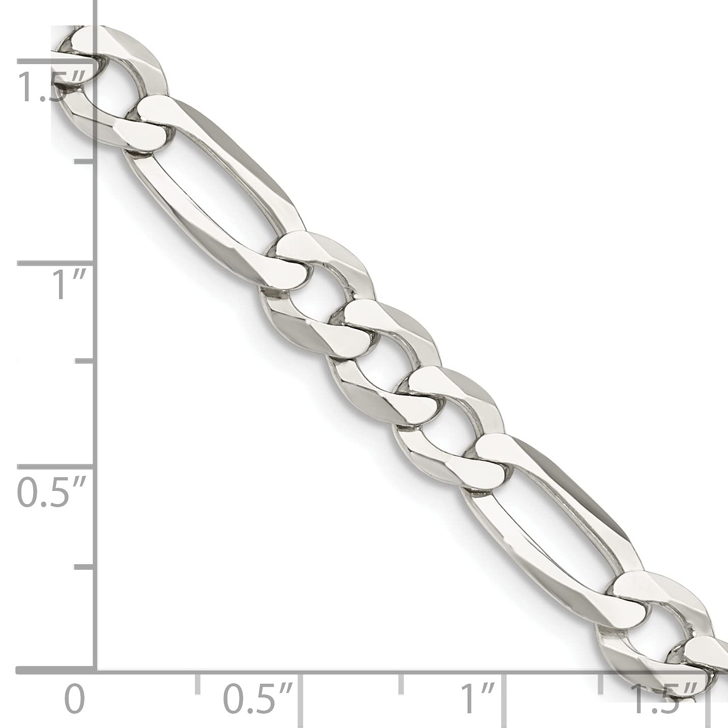Sterling Silver 7.0mm Lightweight Flat Figaro Chain 22 Inches