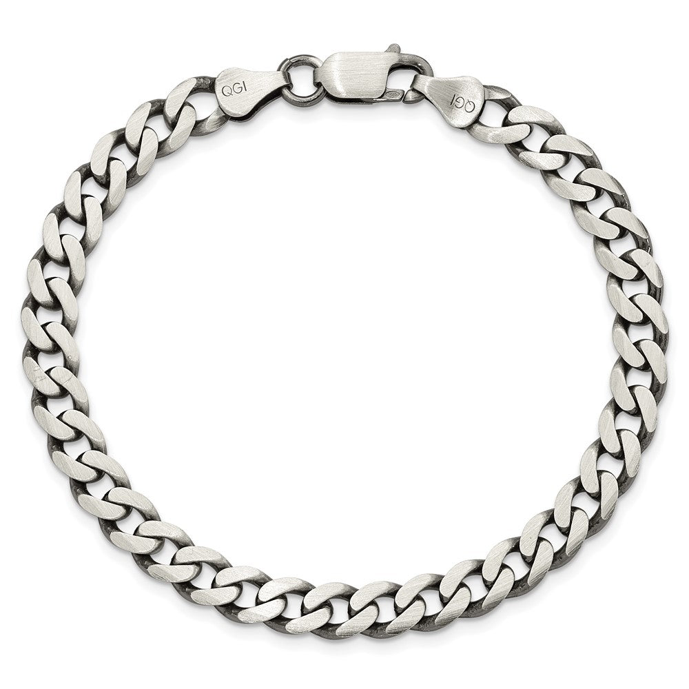 Sterling Silver Antiqued 6.5mm Curb Chain 8 inches