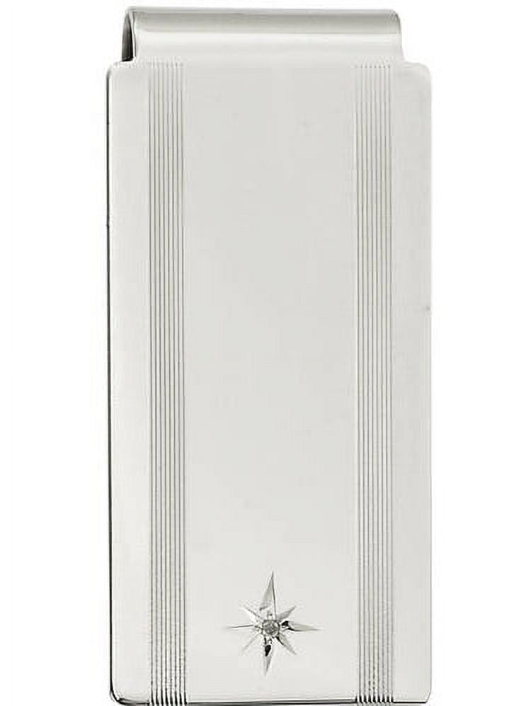 Primal Rhodium-plated Kelly Waters Star .001ct Diamond Hinged Money Clip