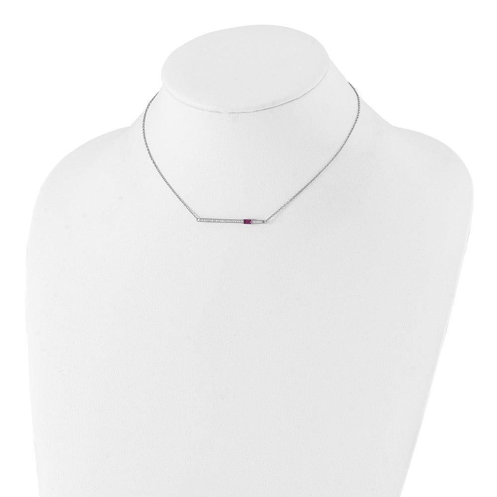 Stainless Steel Polished Preciosa & Red Glass w/2.75in ext. Necklace